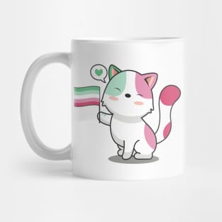 Cute Cat Holding Abrosexual Pride Flag Mug